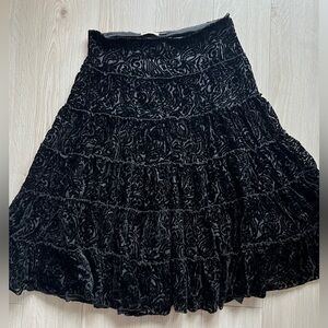 Vintage Velvet Black Maxi Skirt with cool pattern Size Medium